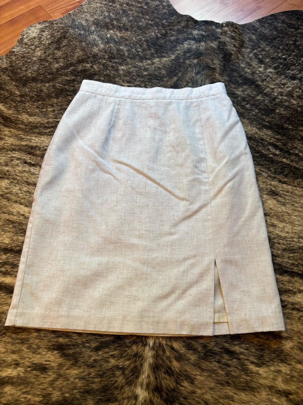 Women’s Sag Harbor Linen Blend Skirt, Size 10, Cream Linen Color